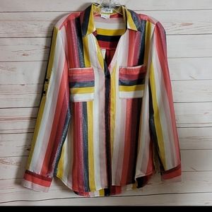 Express Portofino Retro Striped Shimmer Blouse